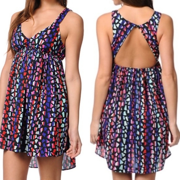 Roxy Love Seeker Colorful Geometric Print Dress - Picture 1 of 8